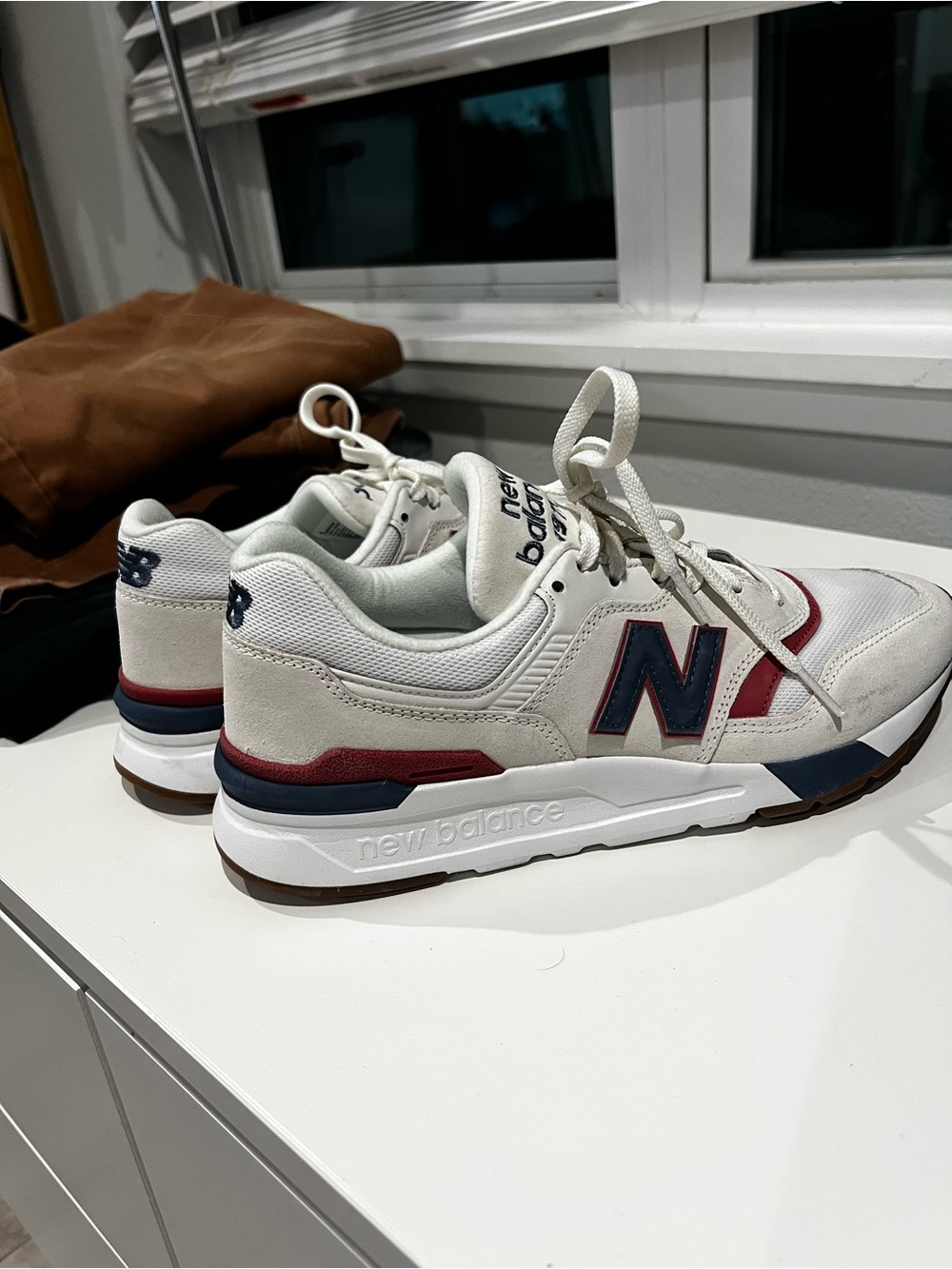 New Balance 997 White Navy Red Retro Runner Sneakers
